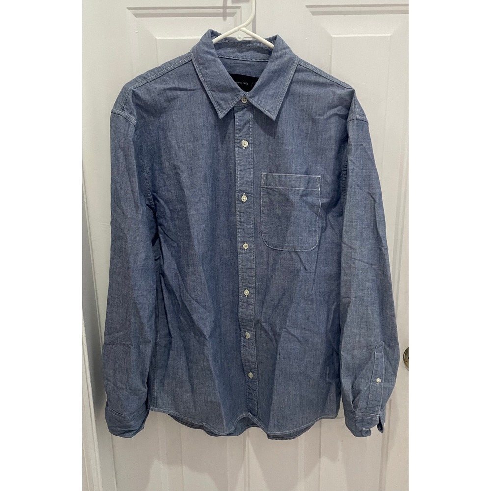 Abercrombie & Fitch Men Blue Chambray Long Sleeve Button Down Shirt Medium